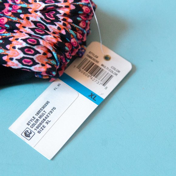 NEW Anne Cole Signature Black Pink Stripe Fold Over Mid Rise Swim Bottom Sz XL - Picture 3 of 5